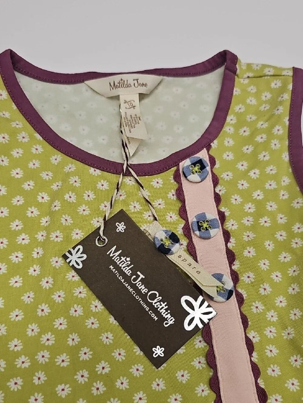NWT Matilda Jane Olive Green, Navy & Pink Floral Mix Tiered Dress